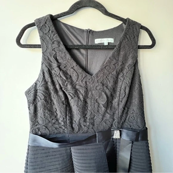 Cleo petite Size Sleeveless Lace V-Neck Cocktail Evening-wear Dress black 12 - Picture 3 of 12